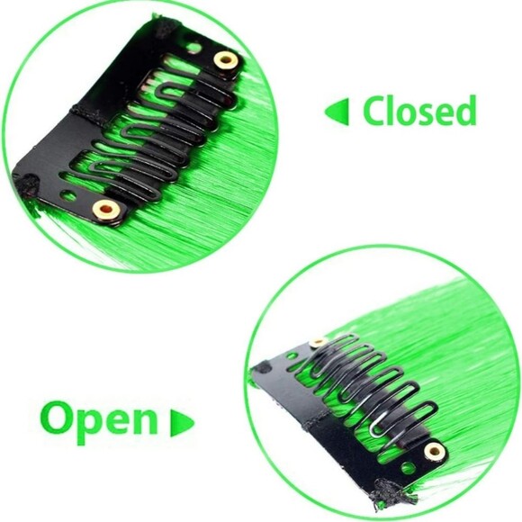 Vibrant Green 17 In Curly Hair Extensions 12 Pieces NWT - Picture 4 of 6